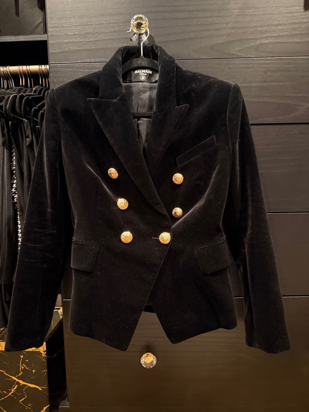 BLACK VELVET BALMAIN DOUBLE BREASTED BLAZER 🚨 WORN ON DRAG RACE 🚨 size 40 - Picture 3 of 4